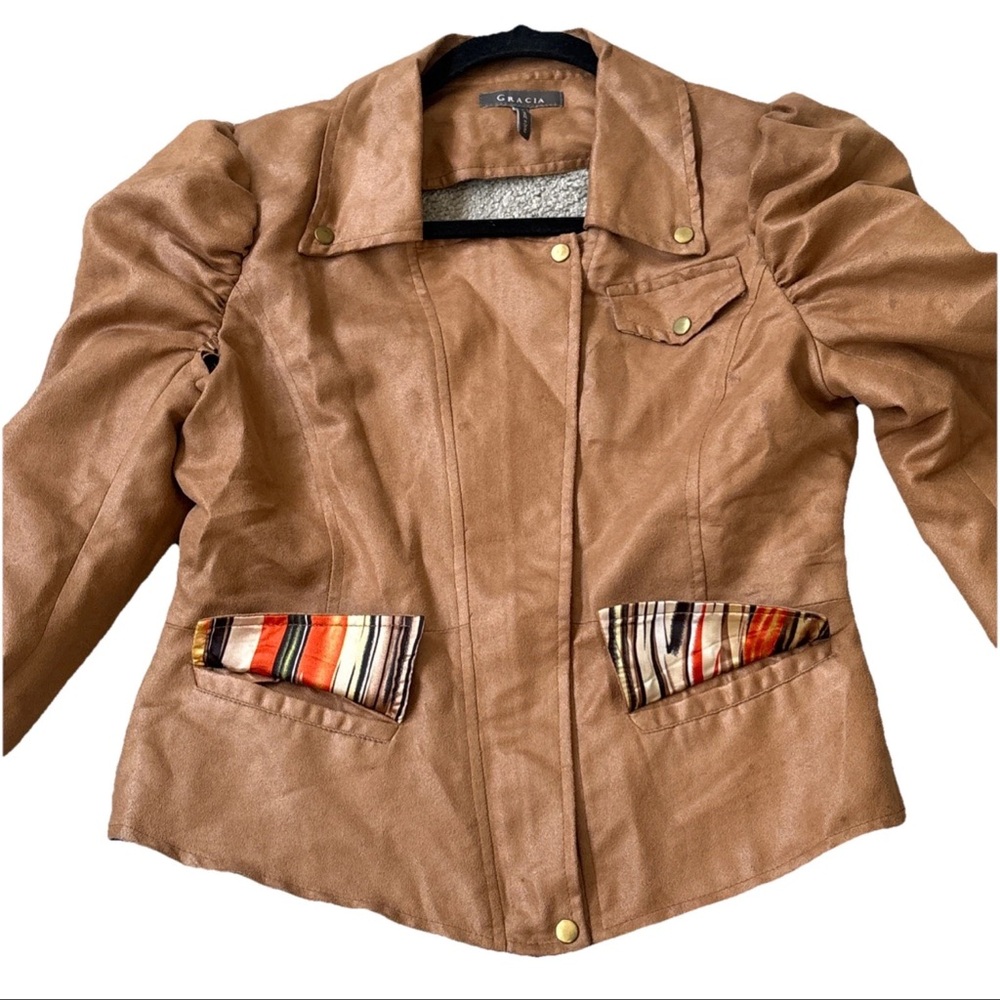 Gracia Women's Rust brown Faux suede Lightweight Jacket Size M - Picture 5 of 16